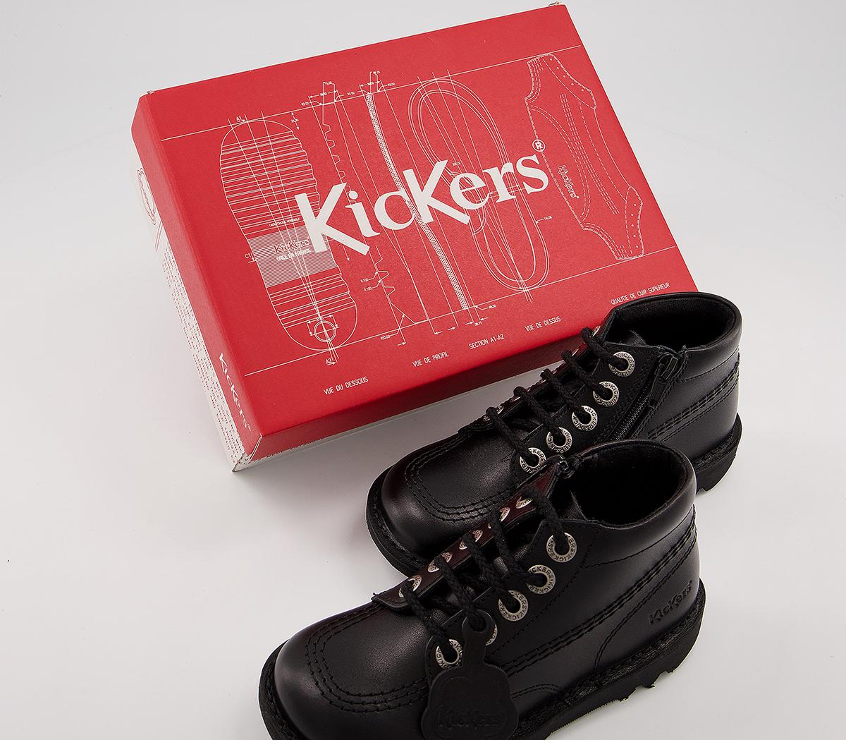 Kickers Kick Hi Zip Infant Shoes Kickers Kick Hi Zip Infant Shoes Black Leather