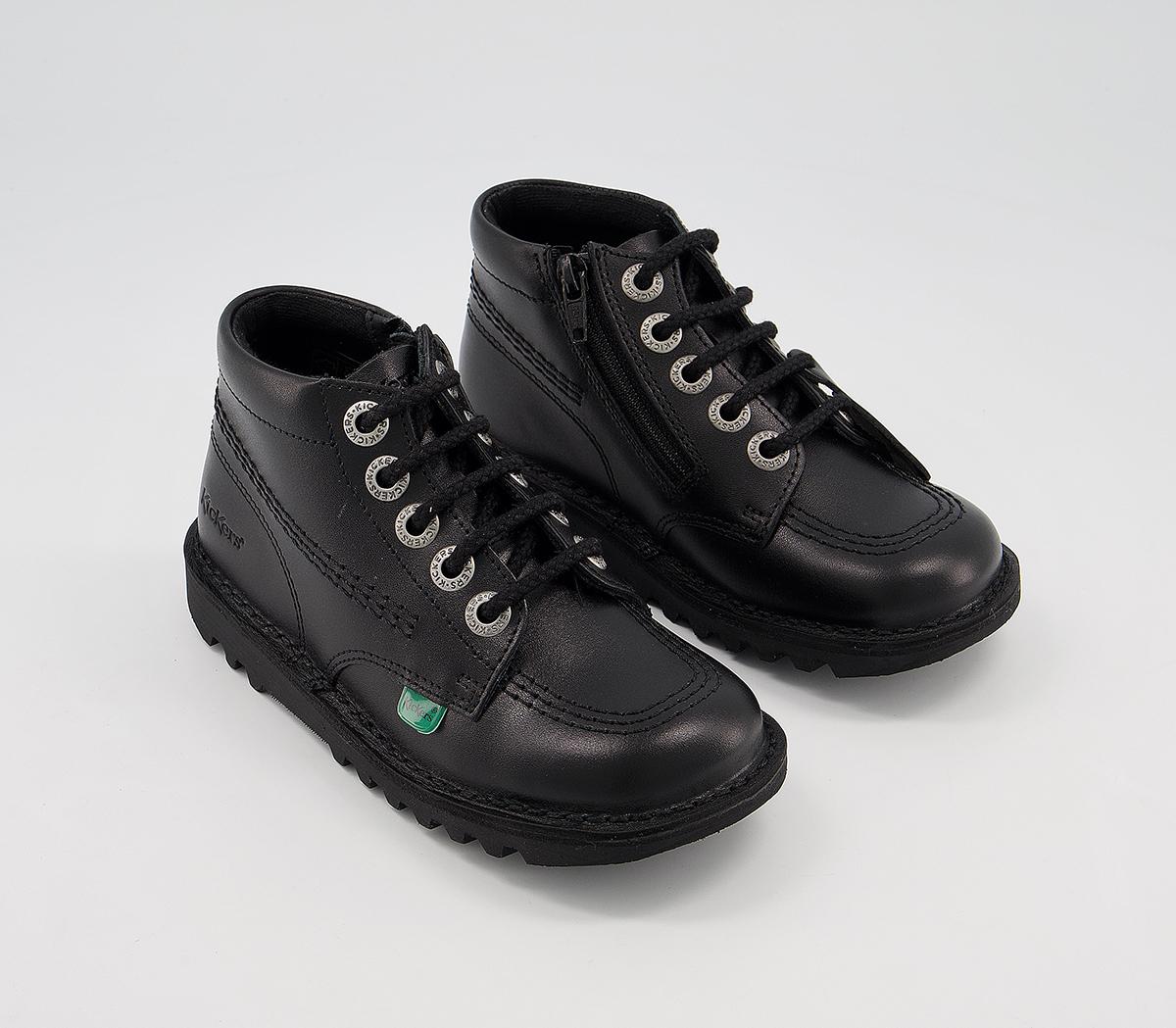 Kickers Kick Hi Zip Infant Shoes Kickers Kick Hi Zip Infant Shoes Black Leather