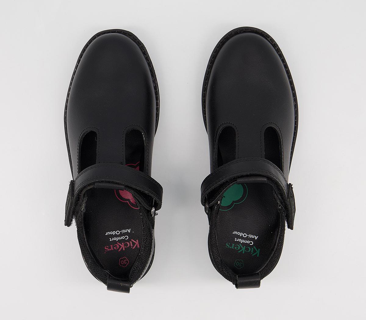 Kickers Lachly T Bar Shoes Kickers Lachly T Bar Shoes Black Leather