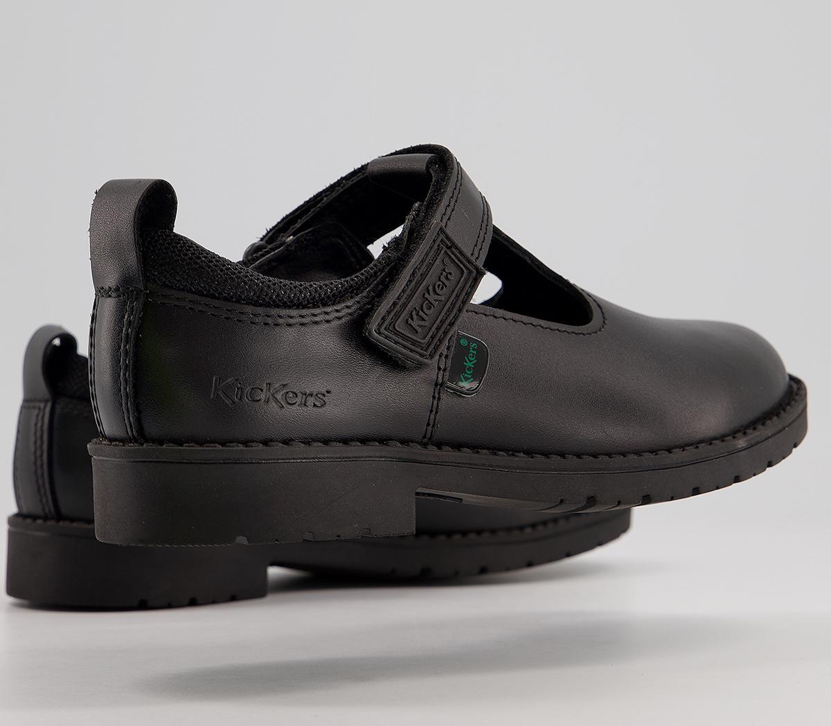 Kickers Lachly T Bar Shoes Kickers Lachly T Bar Shoes Black Leather