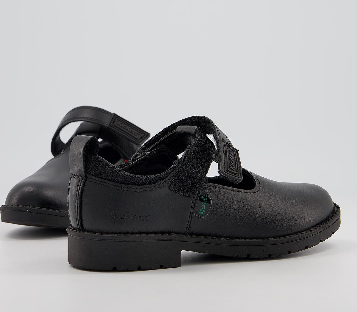 Kickers Lachly T Bar Shoes Kickers Lachly T Bar Shoes Black Leather