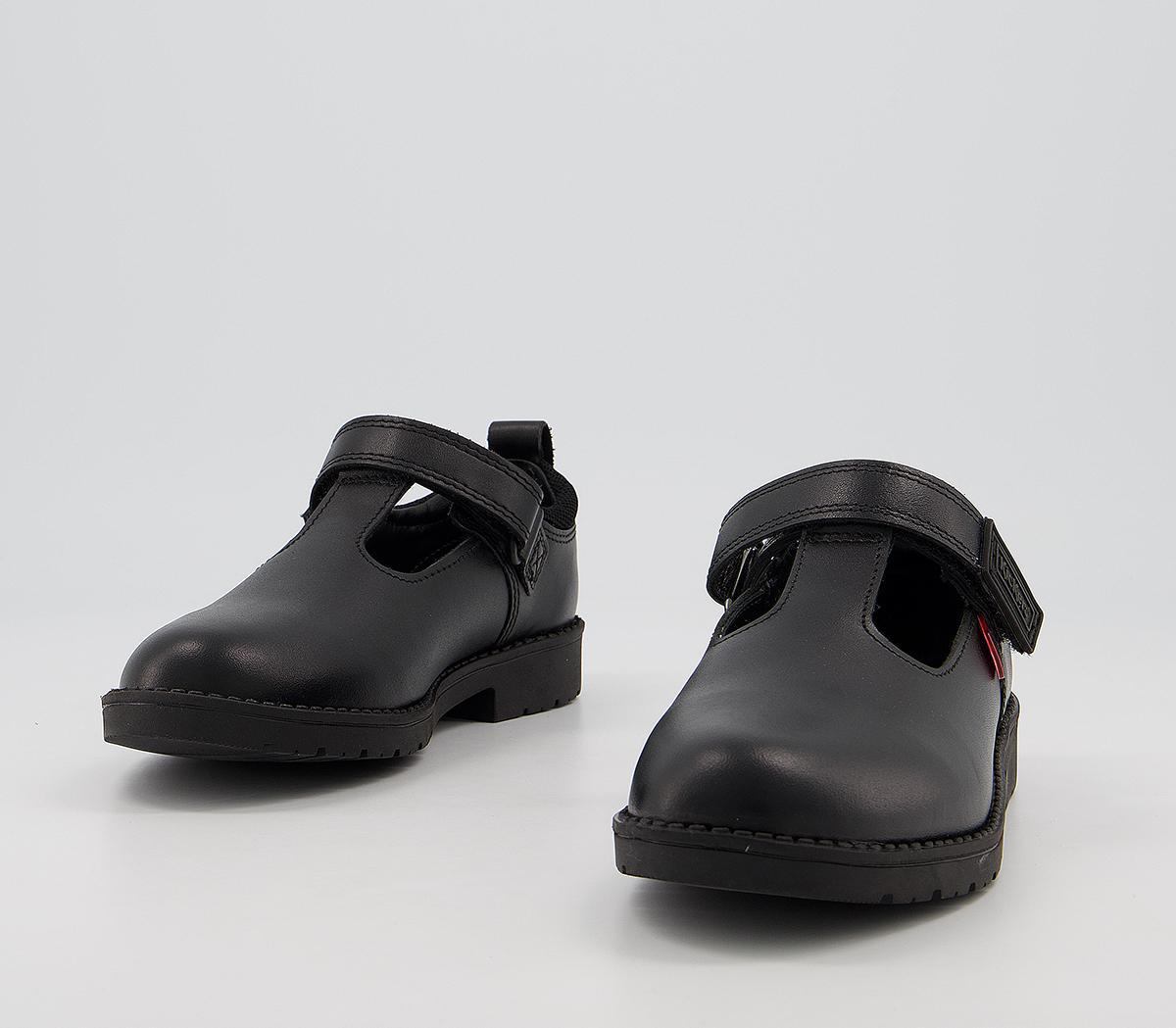 Kickers Lachly T Bar Shoes Kickers Lachly T Bar Shoes Black Leather