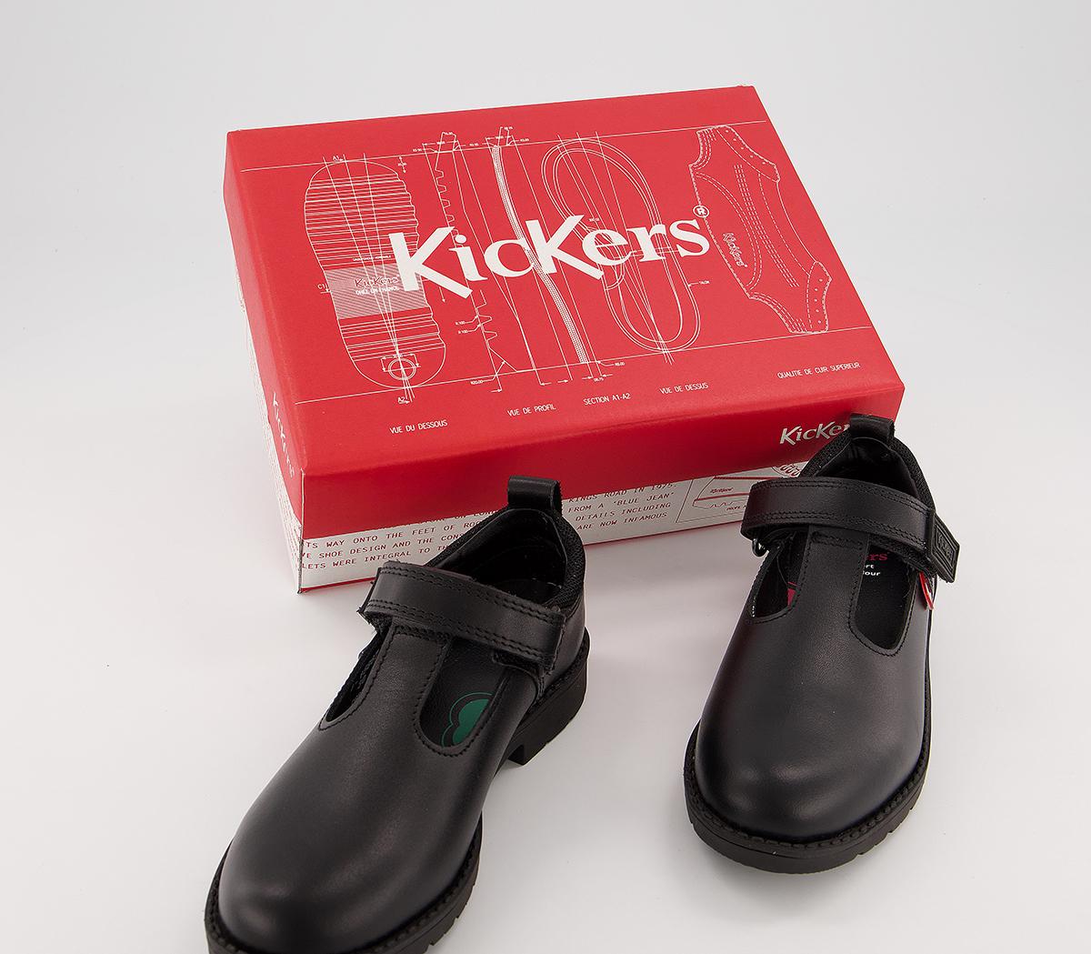 Kickers Lachly T Bar Shoes Kickers Lachly T Bar Shoes Black Leather