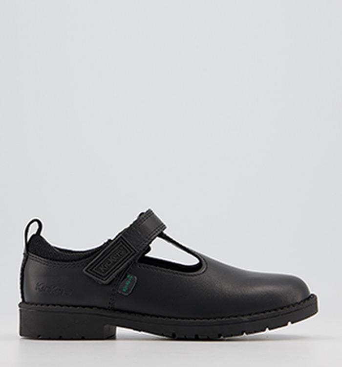 Kickers Lachly T Bar Shoes Black Leather