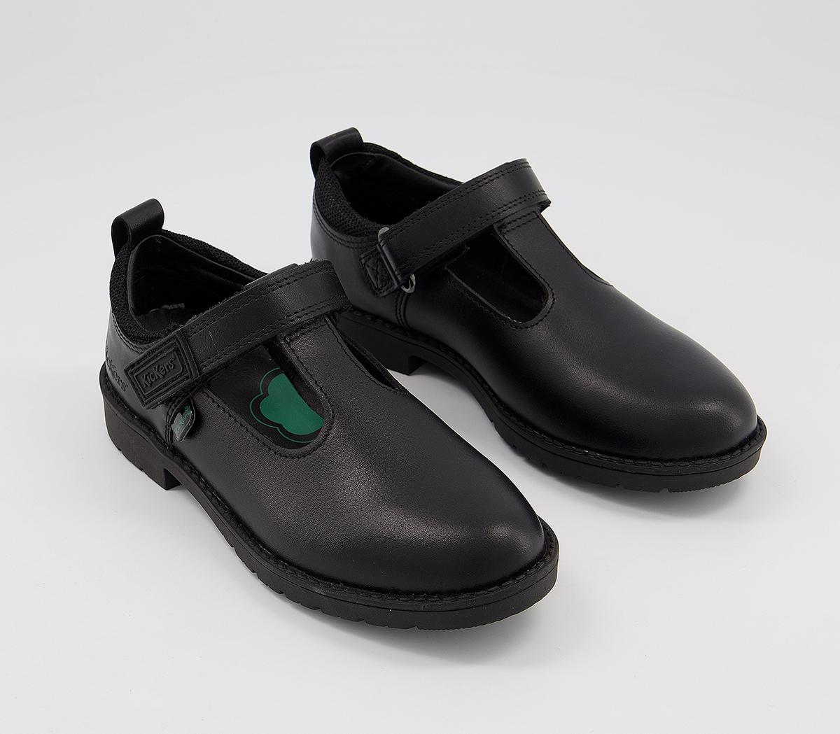 Kickers Lachly T Bar Shoes Kickers Lachly T Bar Shoes Black Leather