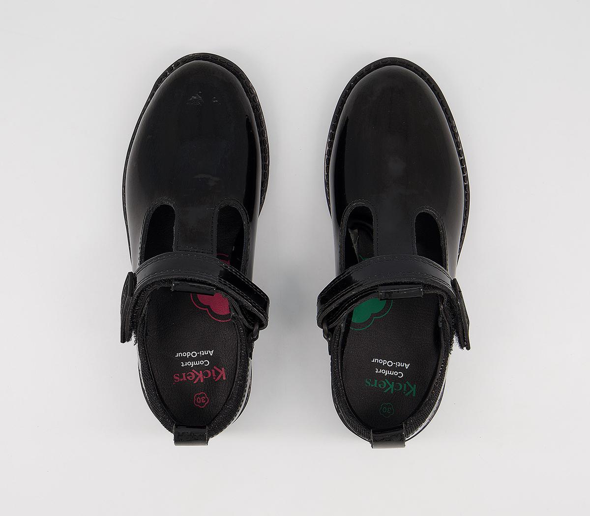 Kickers Lachly T Bar Shoes Kickers Lachly T Bar Shoes Black Patent Leather