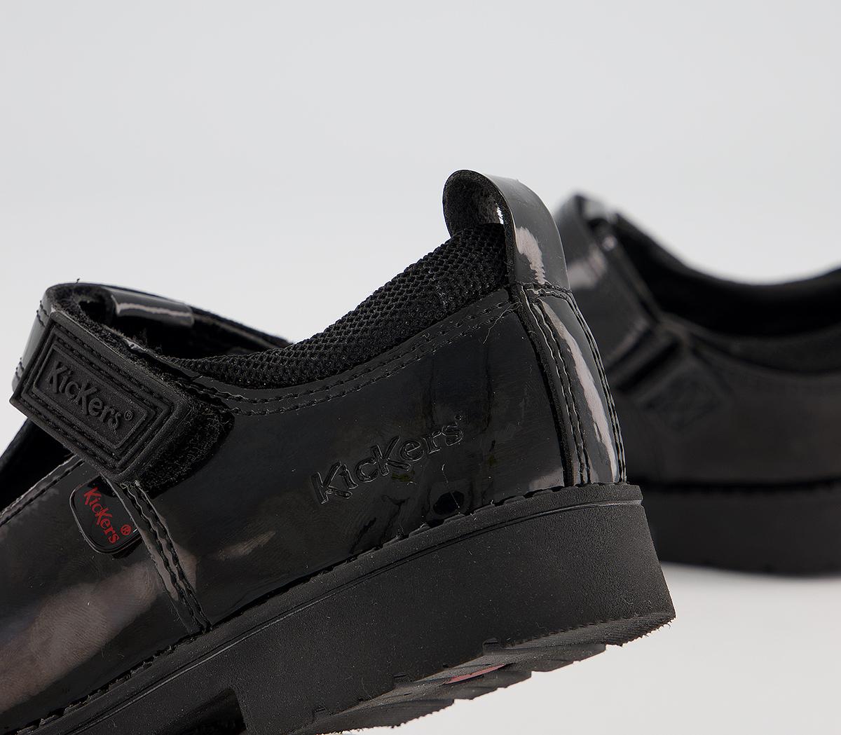 Kickers Lachly T Bar Shoes Kickers Lachly T Bar Shoes Black Patent Leather