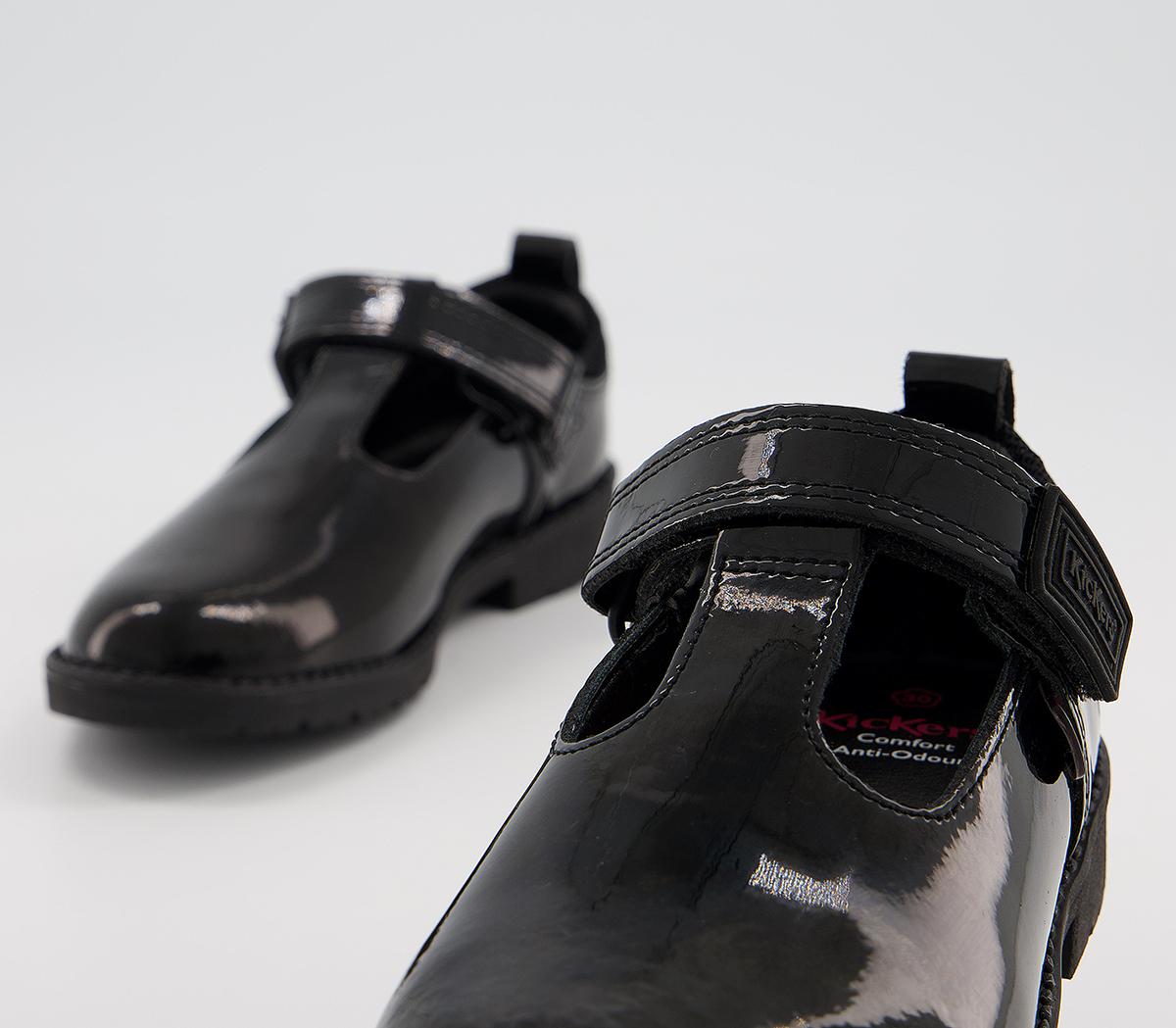 Kickers Lachly T Bar Shoes Kickers Lachly T Bar Shoes Black Patent Leather