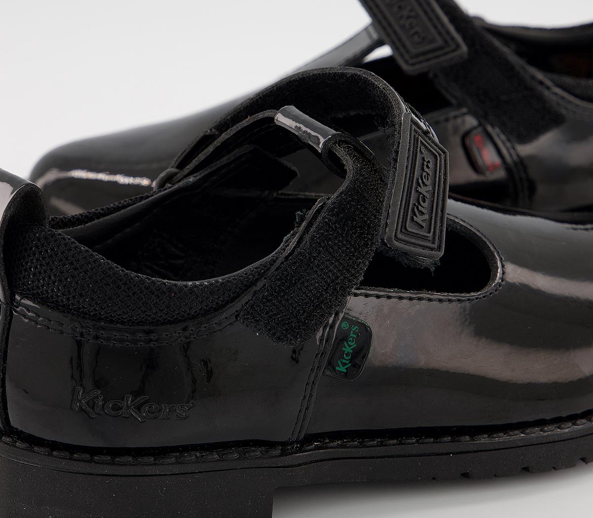 Kickers Lachly T Bar Shoes Kickers Lachly T Bar Shoes Black Patent Leather