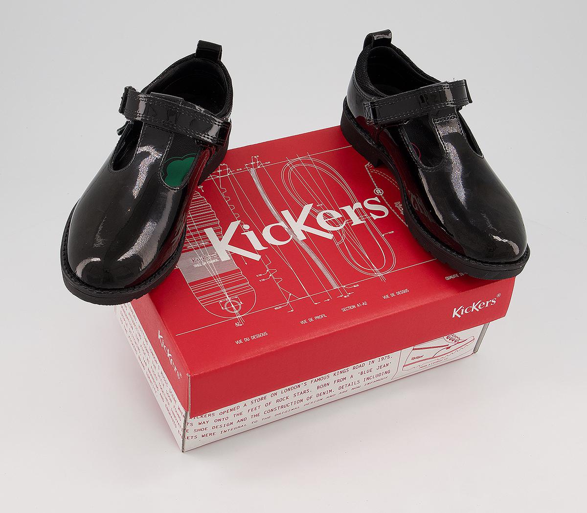 Kickers Lachly T Bar Shoes Kickers Lachly T Bar Shoes Black Patent Leather