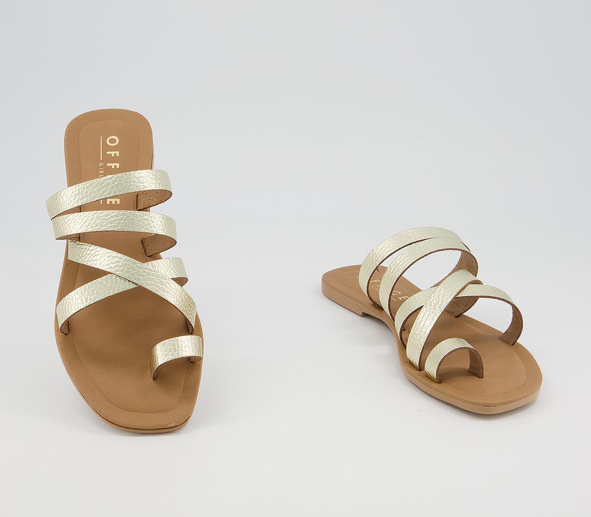 OFFICE Sydney Mule Sandals Gold Leather - Women’s Sandals