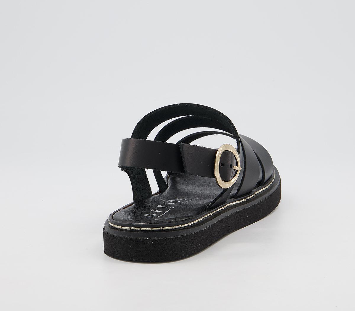 OFFICE Scandi Flatform Sandals Black Leather - Women’s Sandals