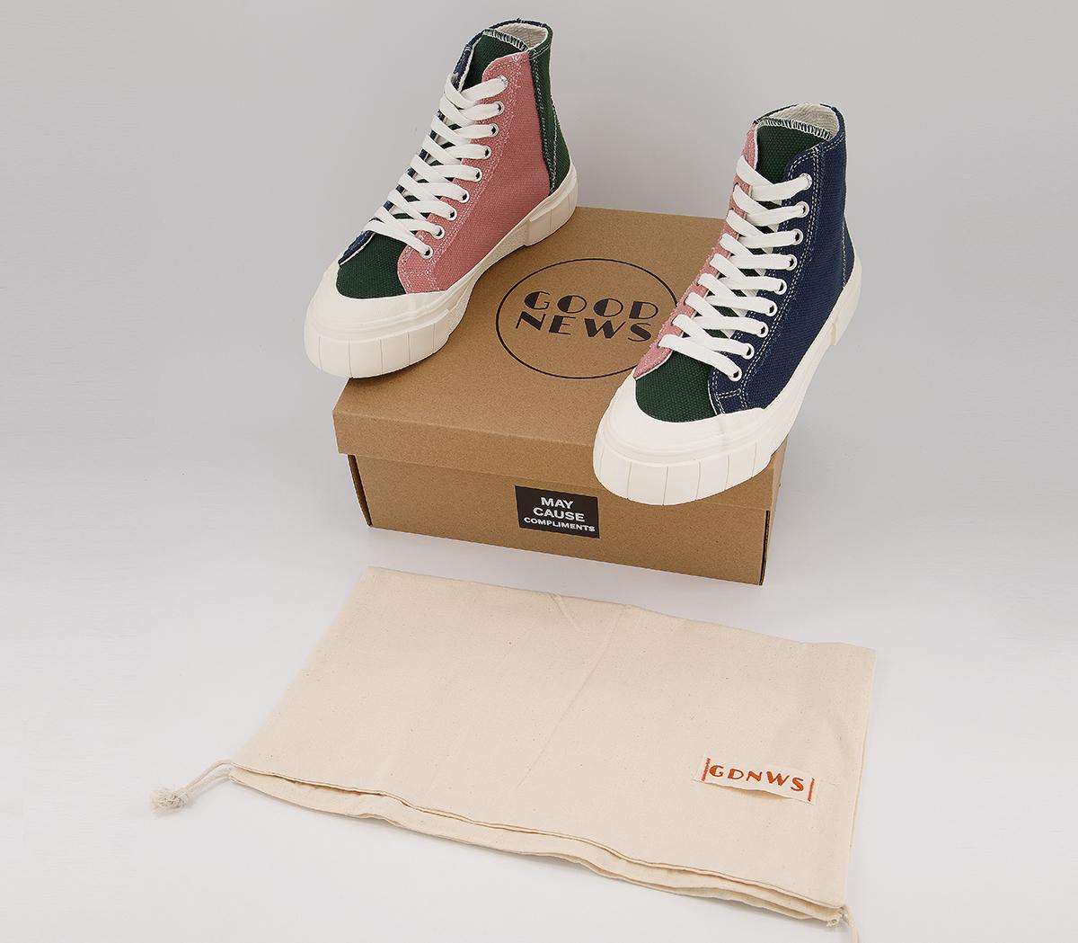 Good NewsPalm TrainersNavy Green Pink