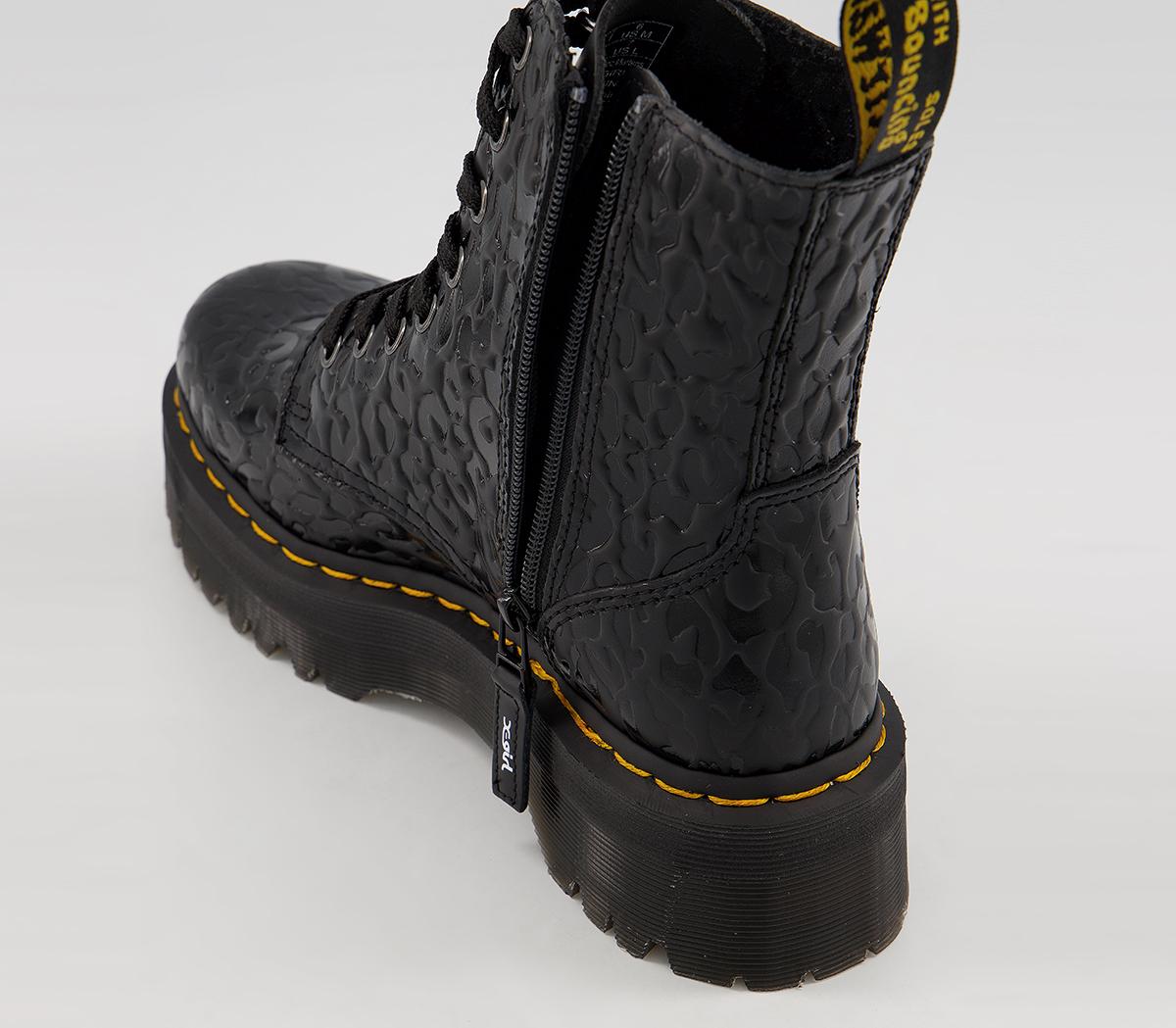 Dr. Martens X-girl Jadon Black Leopard Gloss Emboss Smooth
