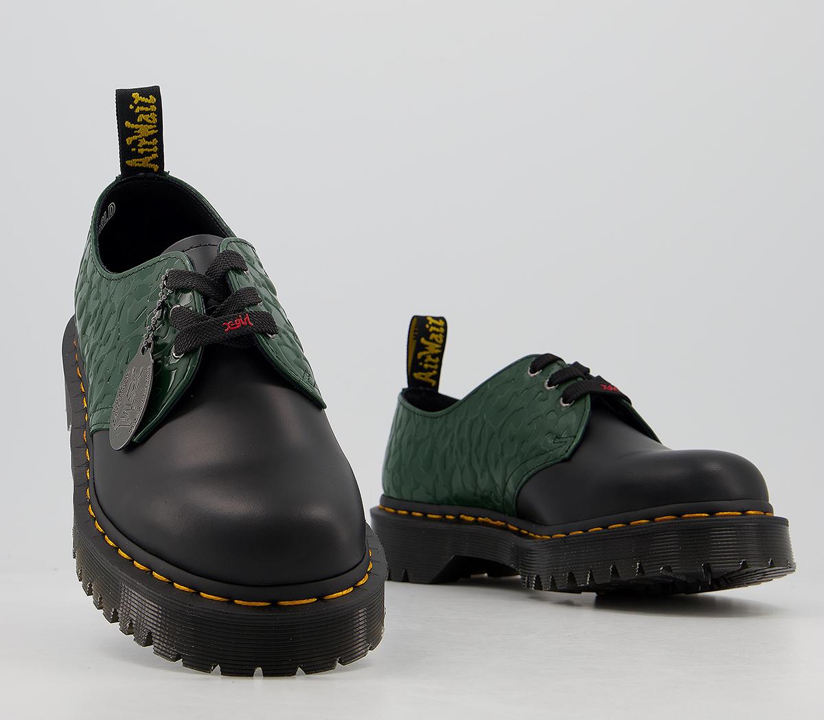 Dr. Martens X-girl 1461 Bex Black Smooth Green Leopard Gloss