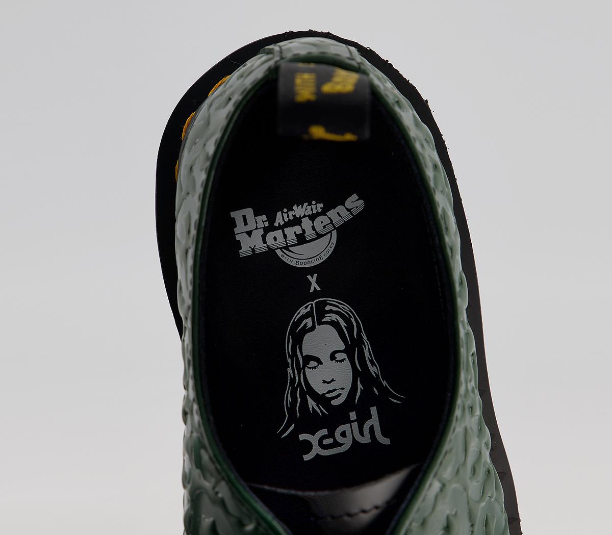 Dr. Martens X-girl 1461 Bex Black Smooth Green Leopard Gloss 