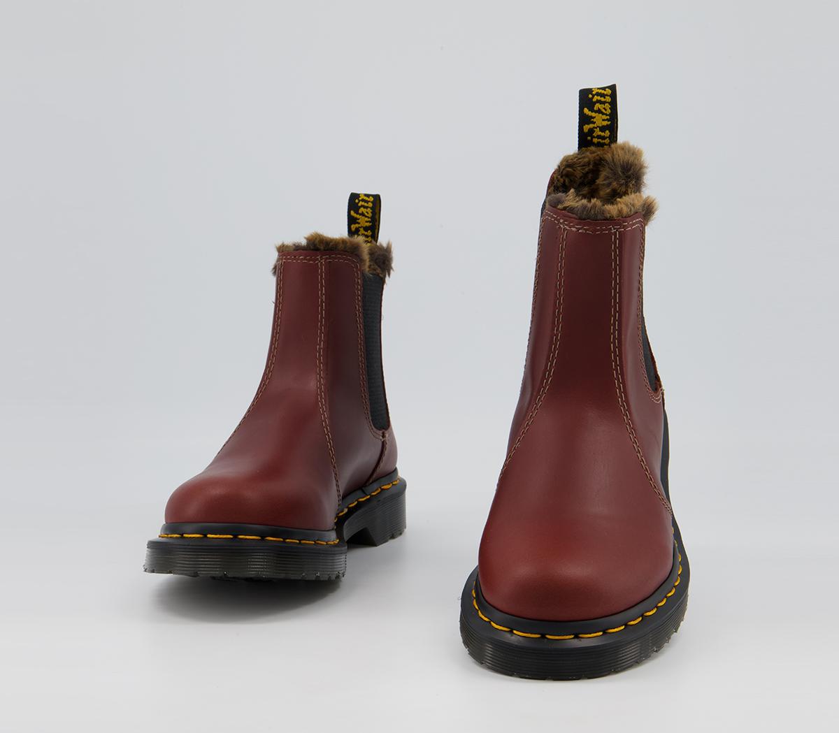 Fur Lined Dr Martens Chelsea Boots Burgundy Martens 1460 WL