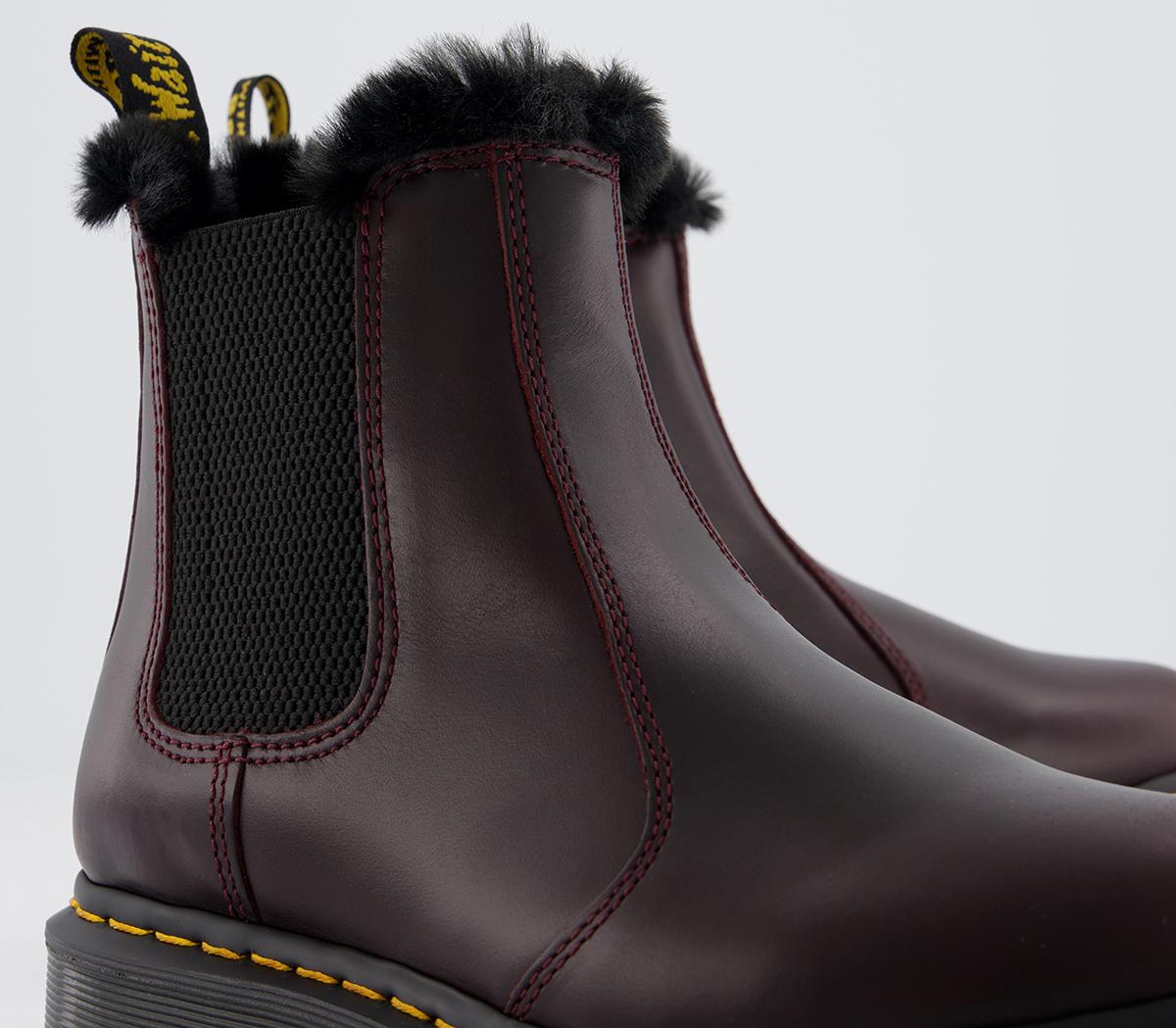 Martens 2976 Leonore Fur Lined Chelsea Boots Oxblood Atlas