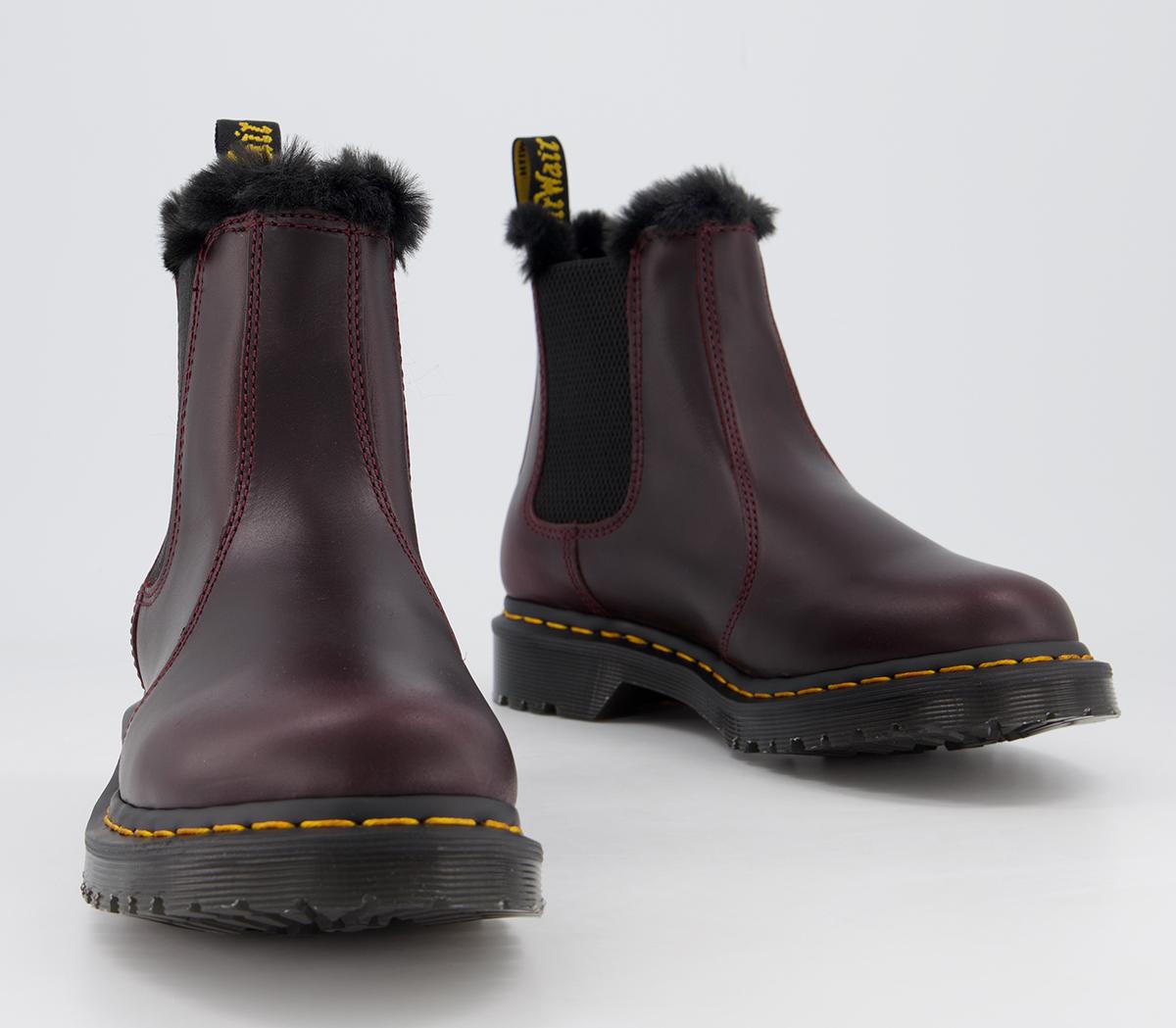 Martens 2976 Leonore Fur Lined Chelsea Boots Oxblood Atlas
