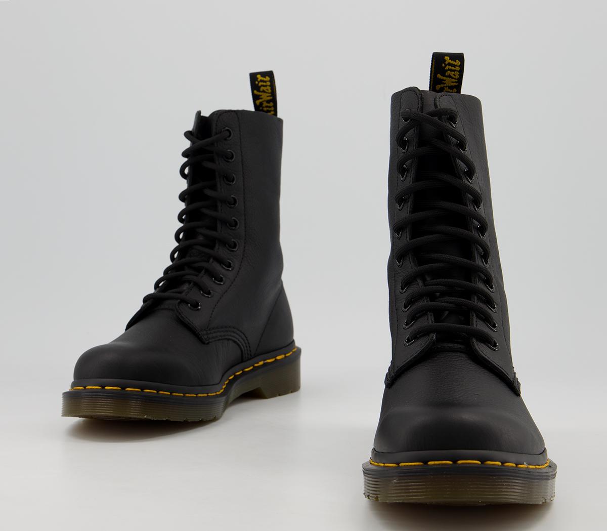 Dr. Martens 1490 10 Eye Boots Black Virginia - Women's Ankle Boots