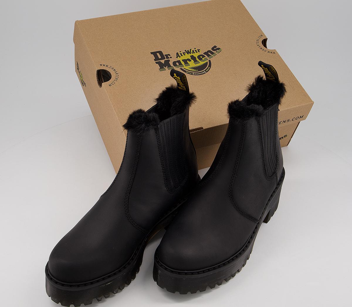 Dr. Martens Rometty Fur Lined Chelsea Boots Black Milo Fur - Women's ...