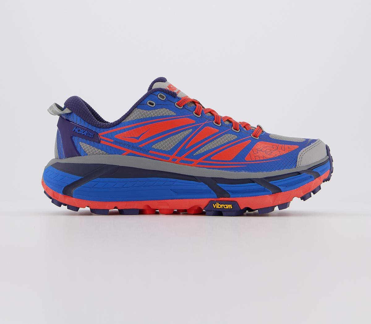 HOKA Mafate Speed 2 Trainers Imperial Blue Mandarin Red - Men's