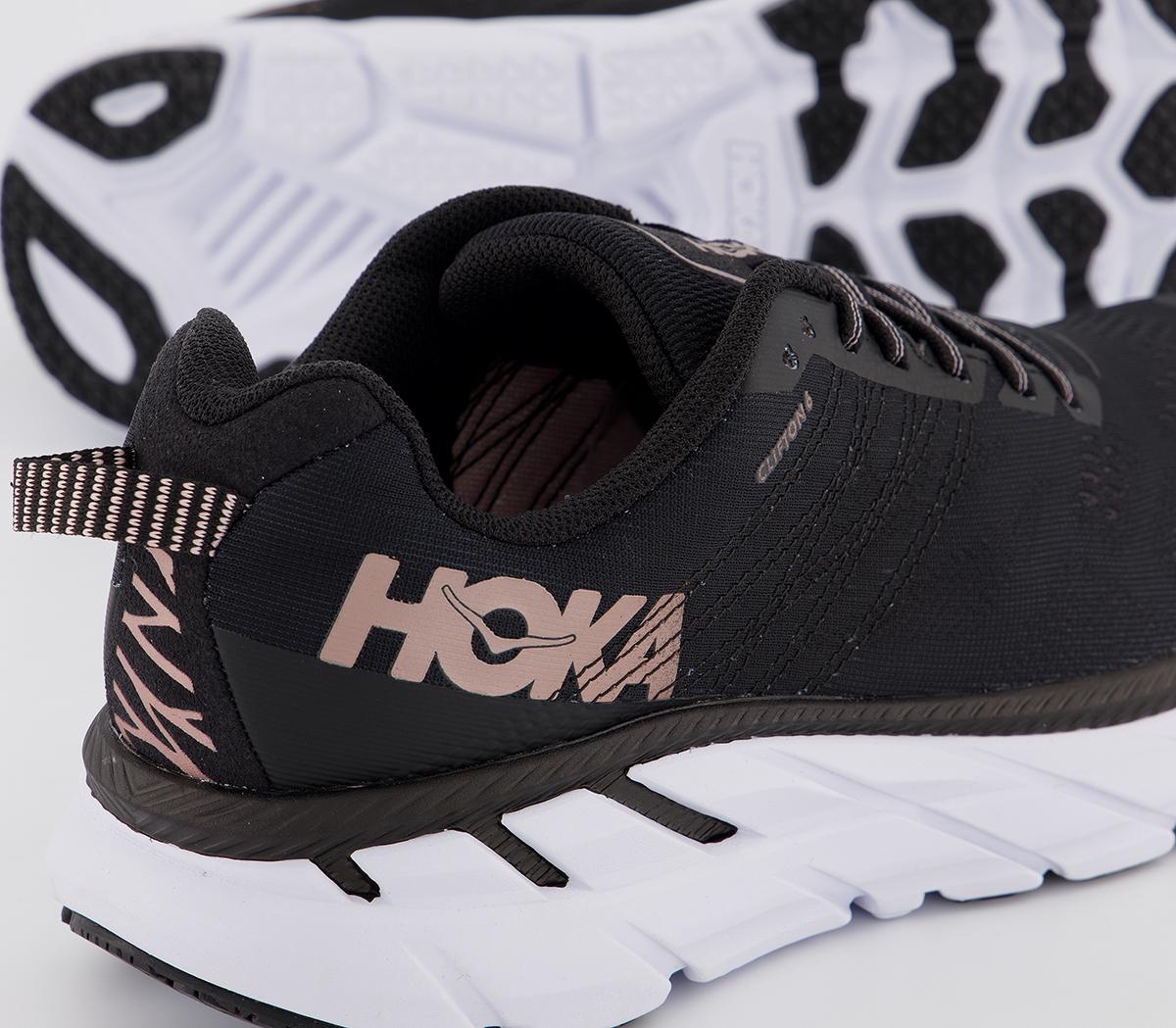 Womens Shoe Hoka Clifton Black Rose Gold HOKA Clifton Trainers