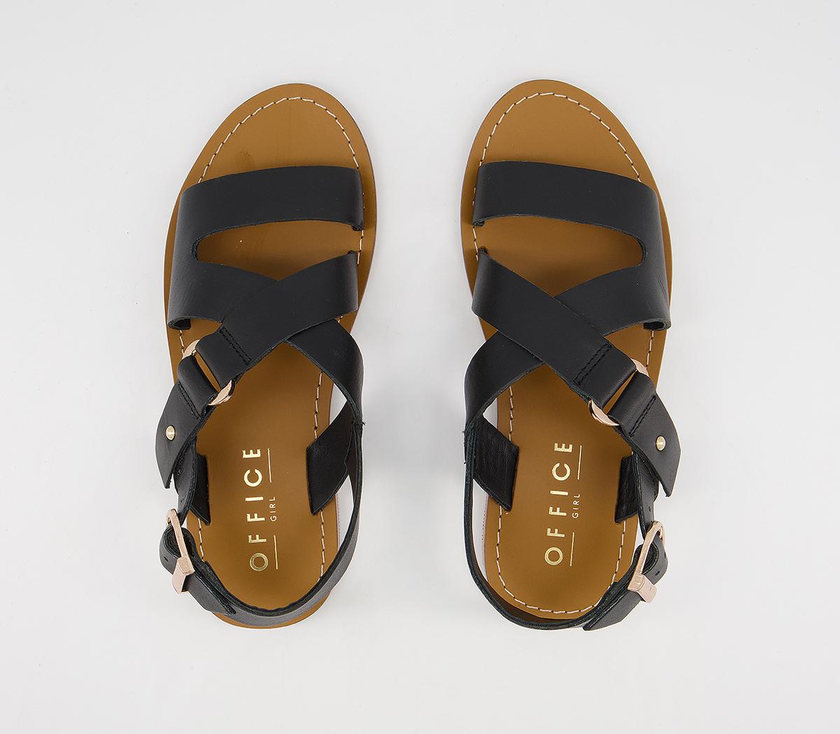 Office Scarlet Cross Strap Sandals Office Scarlet Cross Strap Sandals Black Leather