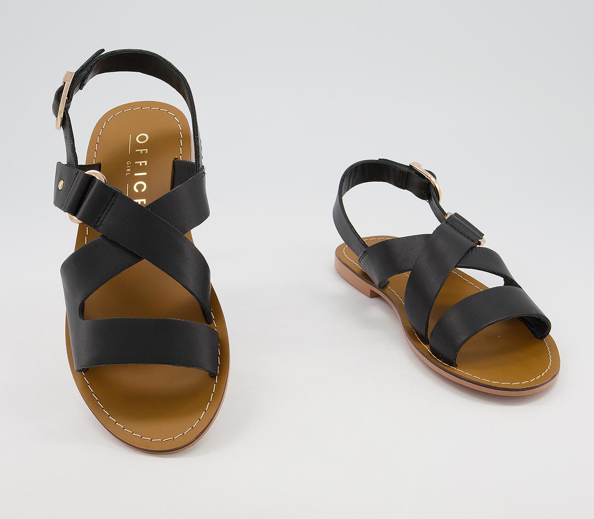 Office Scarlet Cross Strap Sandals Office Scarlet Cross Strap Sandals Black Leather