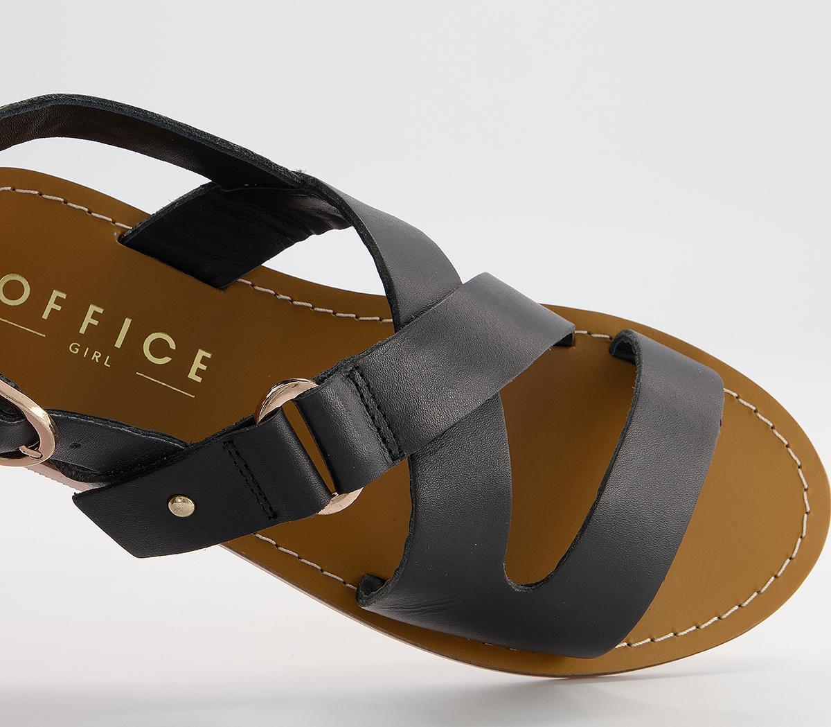 Office Scarlet Cross Strap Sandals Office Scarlet Cross Strap Sandals Black Leather