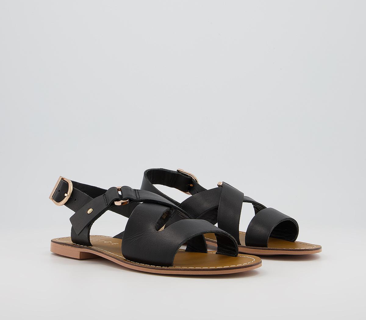 Office Scarlet Cross Strap Sandals Office Scarlet Cross Strap Sandals Black Leather