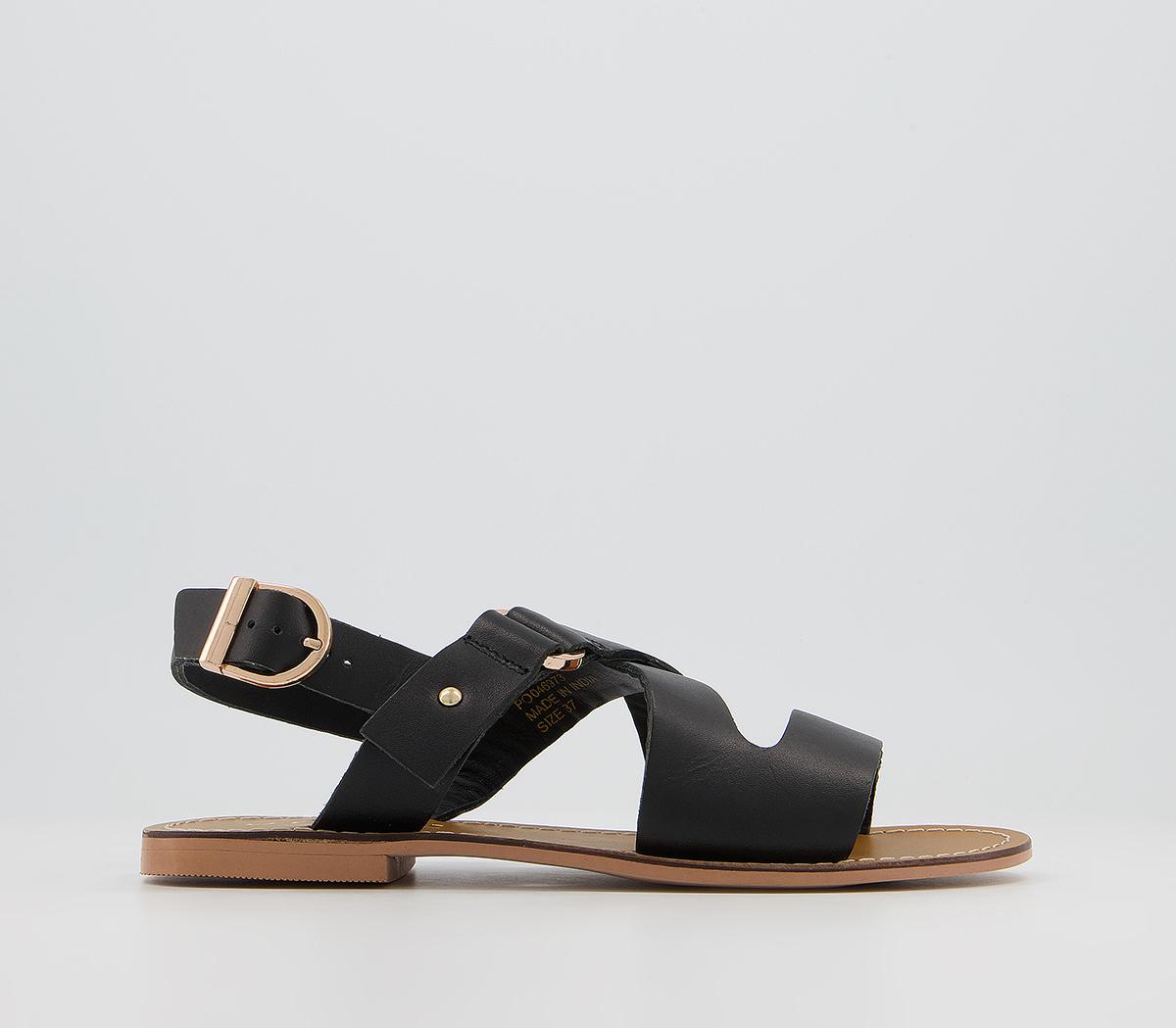 Office Scarlet Cross Strap Sandals Office Scarlet Cross Strap Sandals Black Leather
