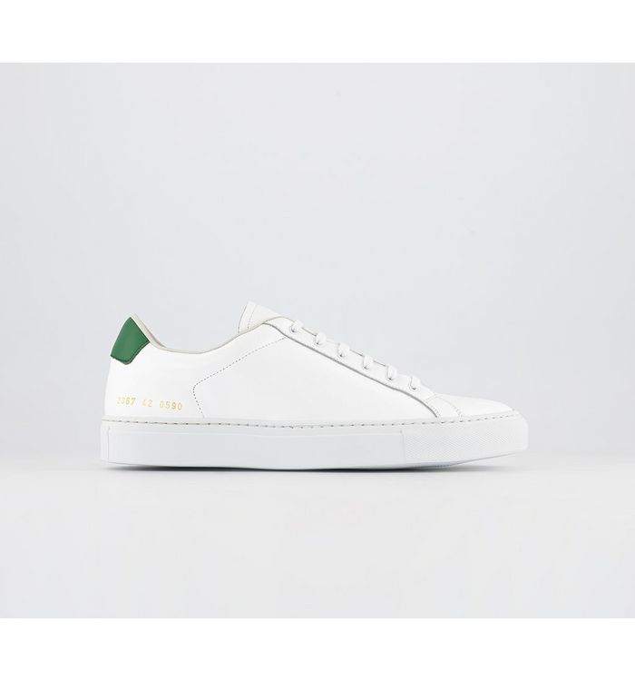 Common Projects Retro Low Trainers White Green Leather