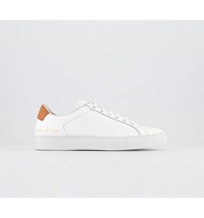 Common Projects Retro Low Trainers White Orange Leather