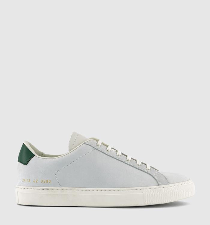 Common Projects Retro Low Trainers White Green Nappa Leather