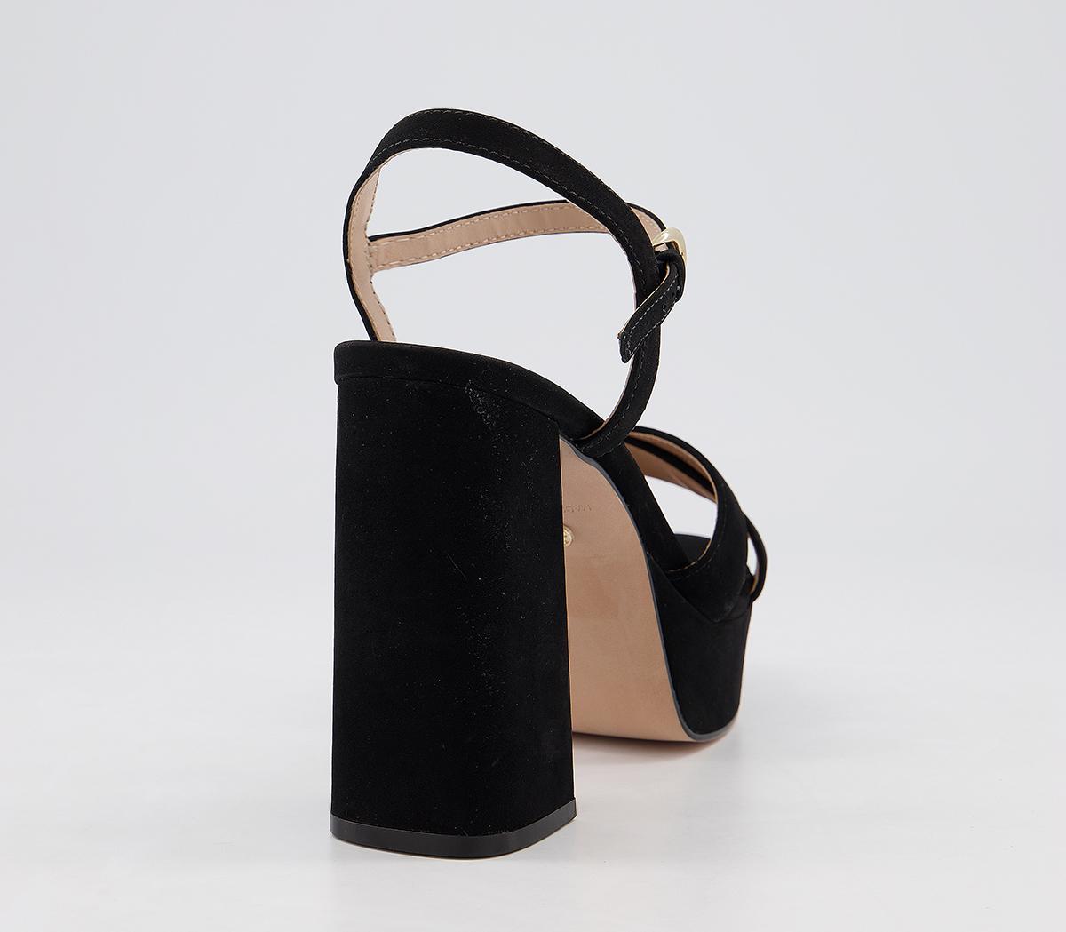 OFFICE Highlight Cross Strap Platform Heels Black Nubuck High Heels