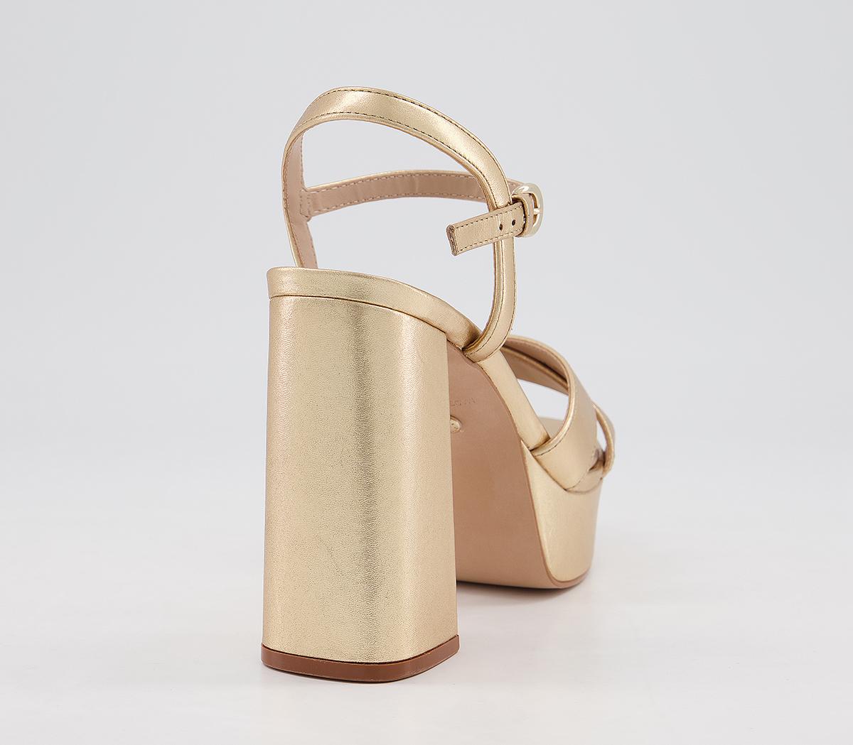 OFFICEHighlight Cross Strap Platform Heels OFFICEHighlight Cross Strap Platform HeelsSoft Metallic Leather