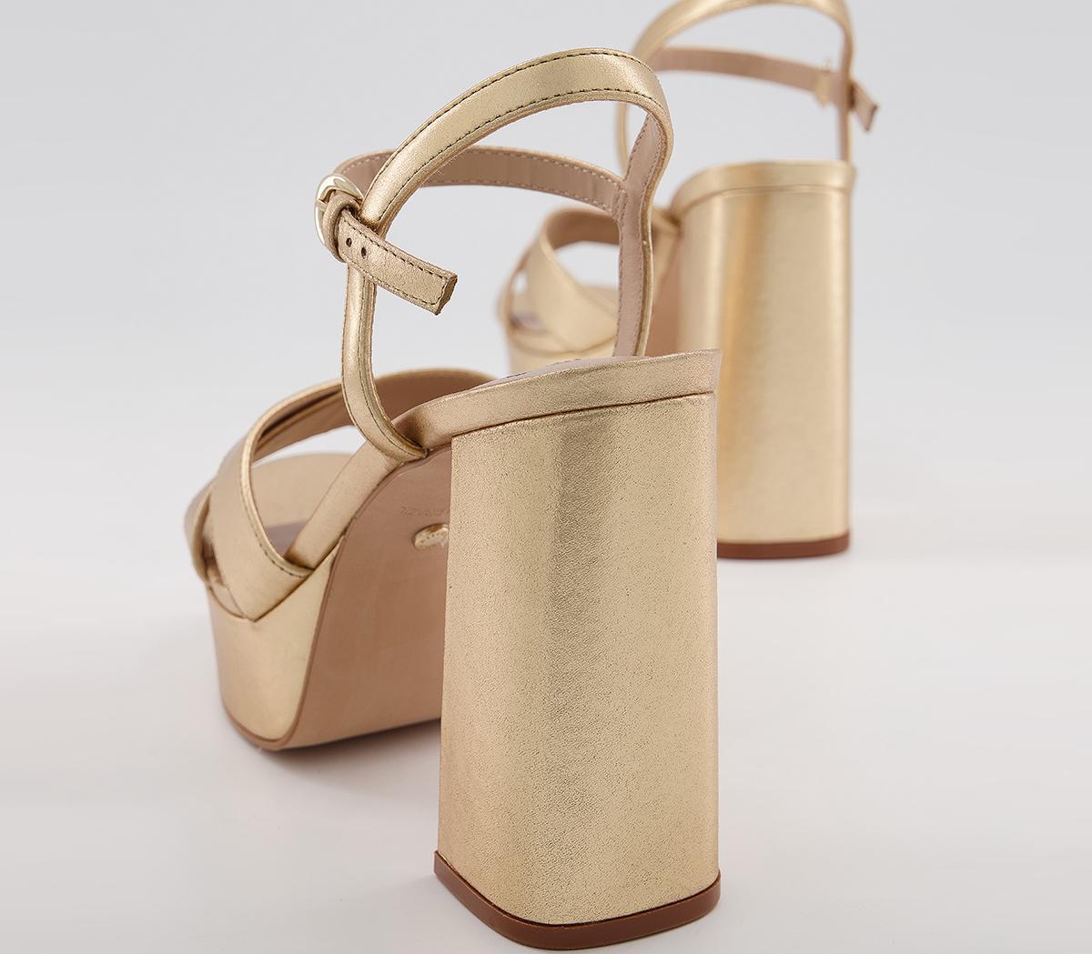 OFFICEHighlight Cross Strap Platform Heels OFFICEHighlight Cross Strap Platform HeelsSoft Metallic Leather