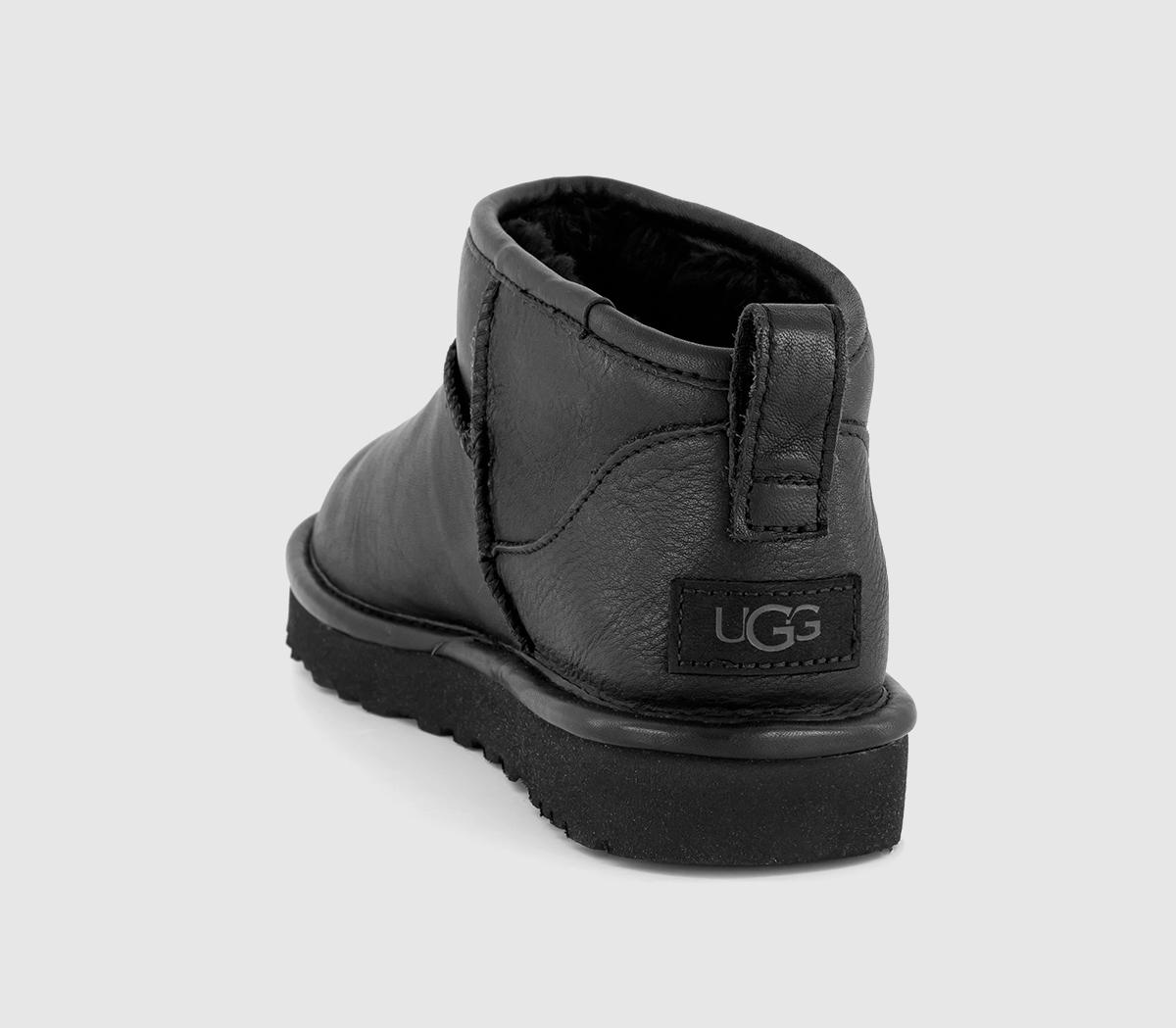 UGG Classic Ultra Mini Boots UGG Classic Ultra Mini Boots Black Leather