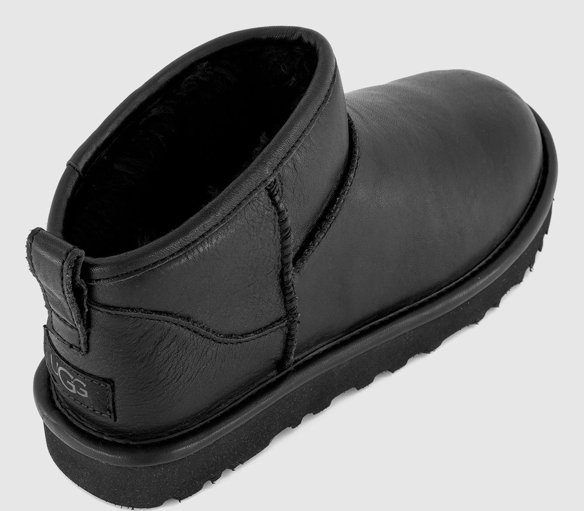 UGG Classic Ultra Mini Boots UGG Classic Ultra Mini Boots Black Leather