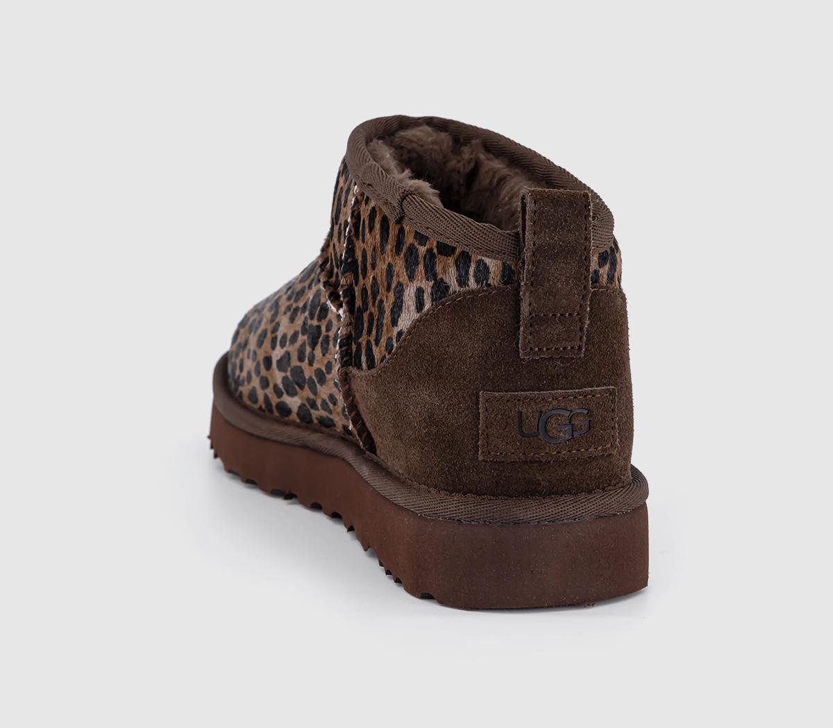 UGG Classic Ultra Mini Boots Leopard Caspian Burnt Cedar - Women's