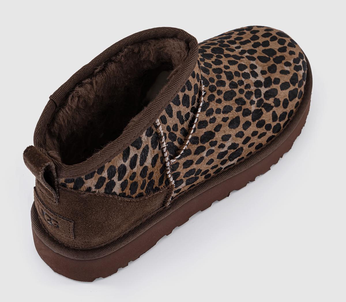 UGG Classic Ultra Mini Boots Leopard Caspian Burnt Cedar - Women's