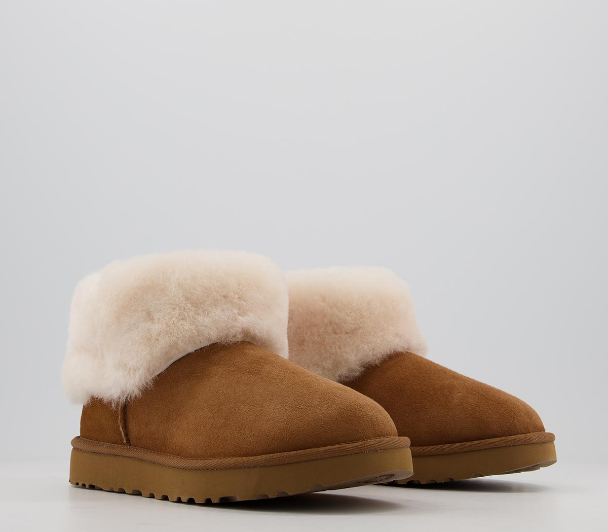 classic mini fluff quilted boot chestnut