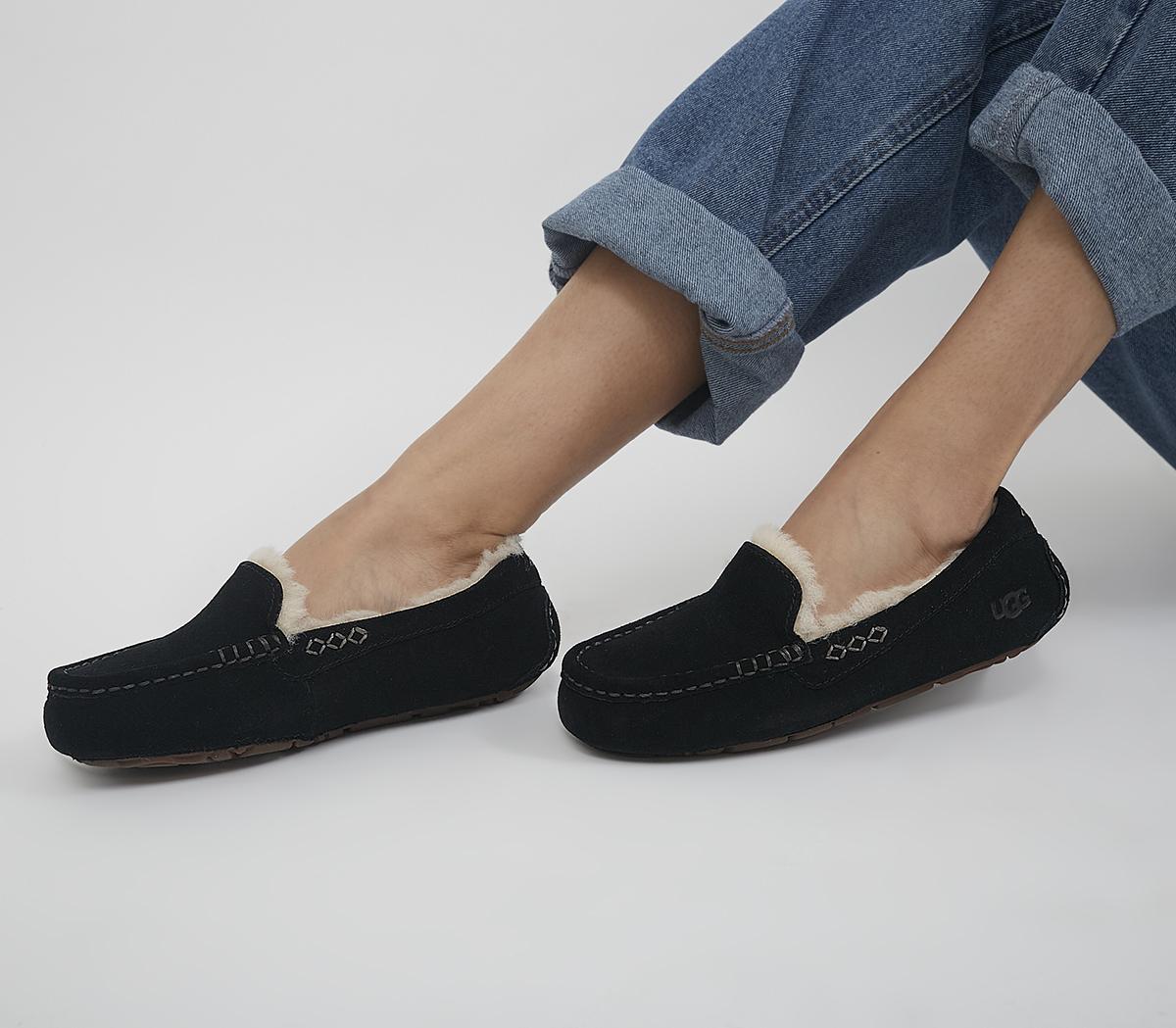 UGG Ansley Slippers Black Flat Shoes for Women