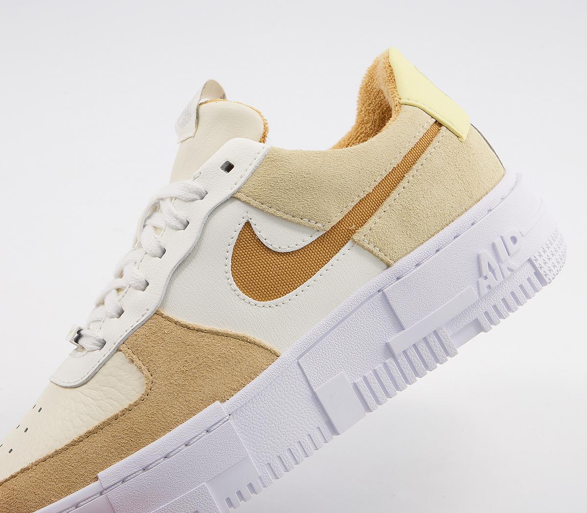 Nike Air Force 1 Pixel Trainers Sail Bucktan Coconut Milk Lemon Drop
