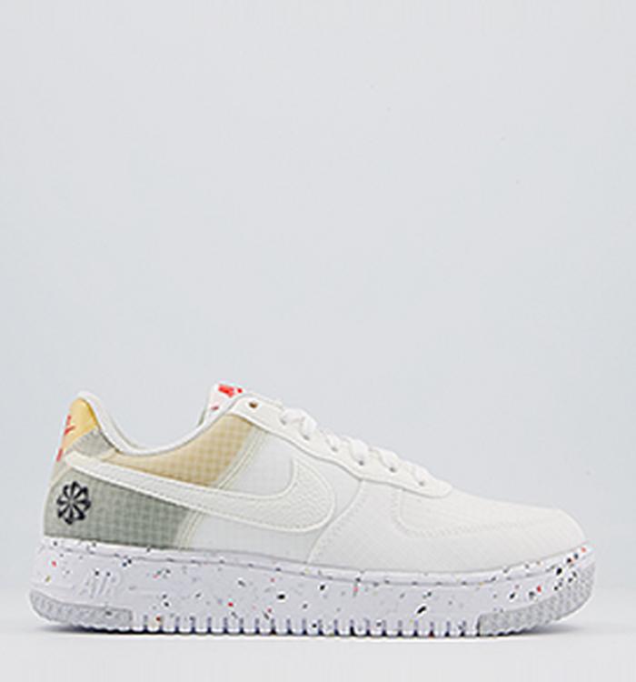 Nike Air Force 1 Crater Trainers White White Orange
