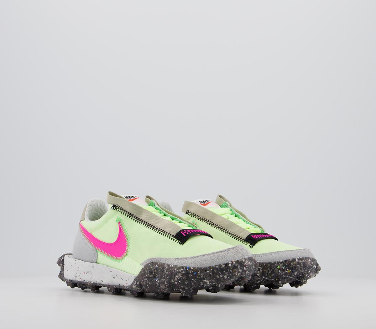 Nike Waffle Racer Crater Barely Volt Pink Blast Black - Unisex Sports