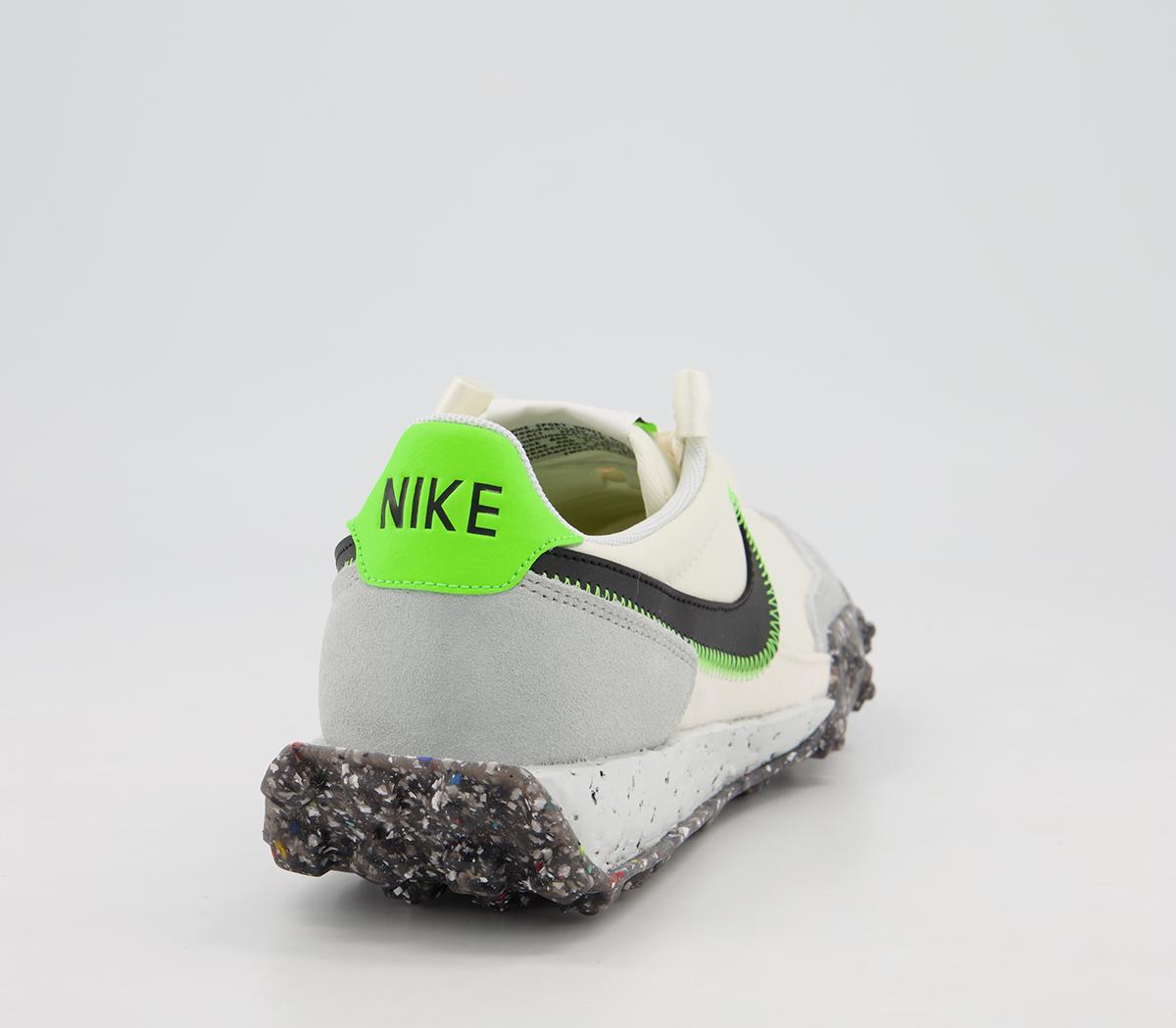 Nike Waffle Racer Crater Trainers Nike Waffle Racer Crater Trainers Pale Ivory Black Electric Green Photon Dust White