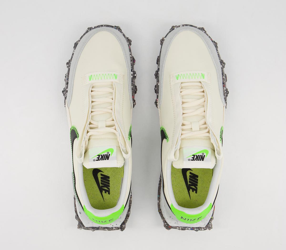 Nike Waffle Racer Crater Trainers Nike Waffle Racer Crater Trainers Pale Ivory Black Electric Green Photon Dust White