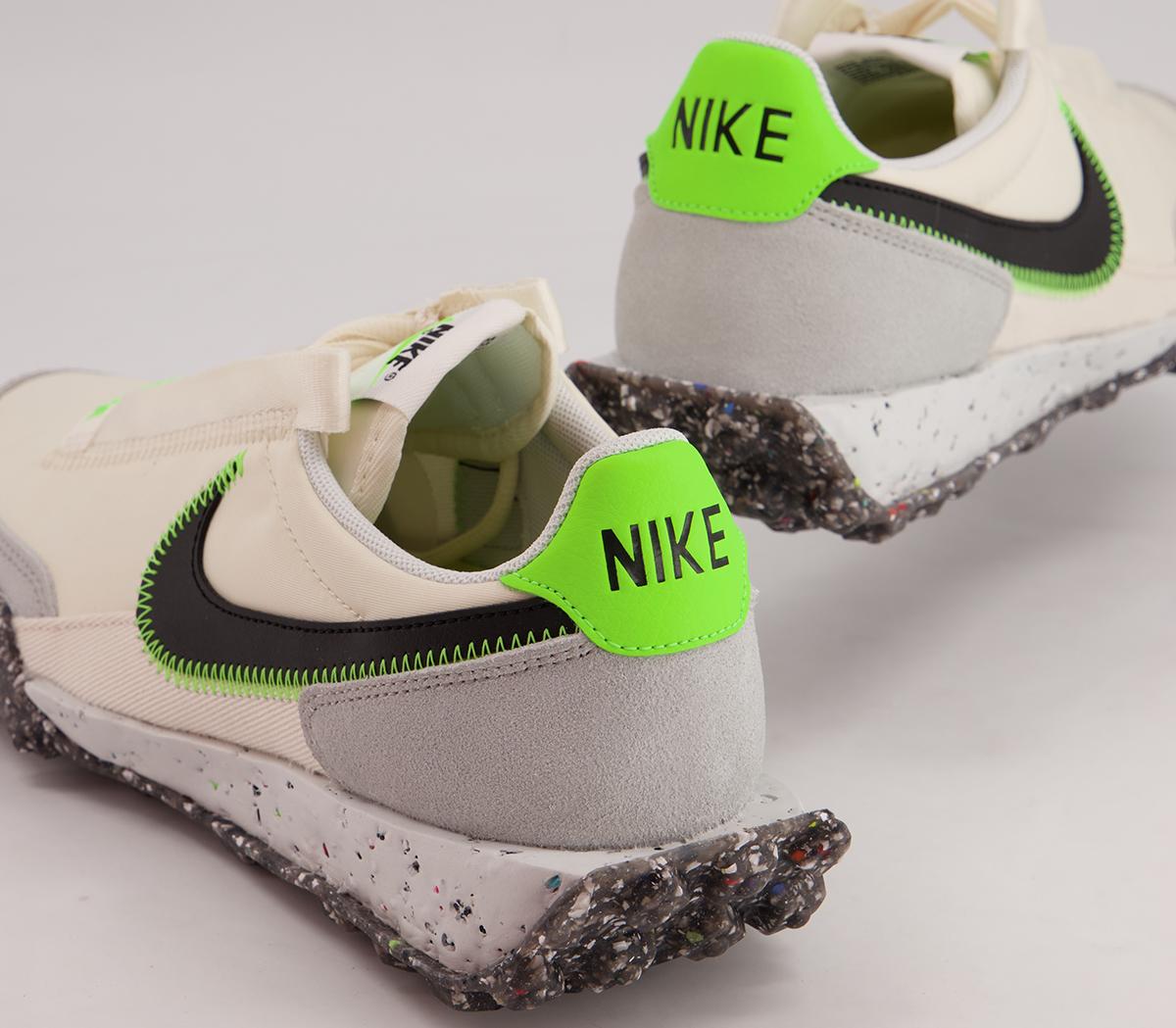 Nike Waffle Racer Crater Trainers Nike Waffle Racer Crater Trainers Pale Ivory Black Electric Green Photon Dust White